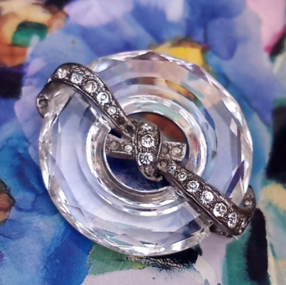 CINER STERLING SILVER Paste Stones Faceted Crystal Brooch Pin ANTIQUE - Picture 13 of 15